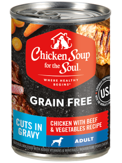 Grain Free Adult Wet Dog Food - Chicken with Beef & Vegetables Recipe - Cuts in Gravy - front view